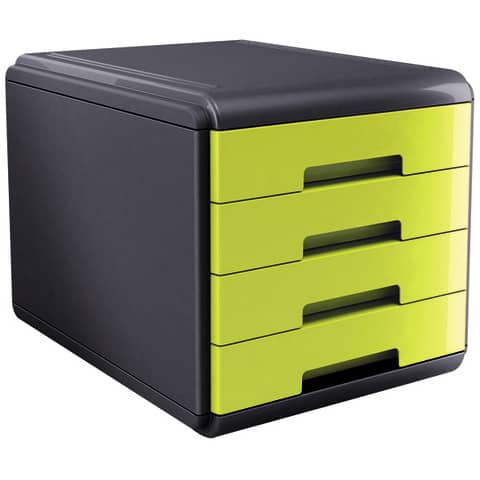Cassettiera 4 cassetti ARDA Mydesk polistirolo e materiale infrangibile grigio/verde - 18P4PV